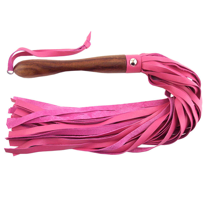 Rouge Garments Wooden Handled Pink Leather Flogger - APLTD