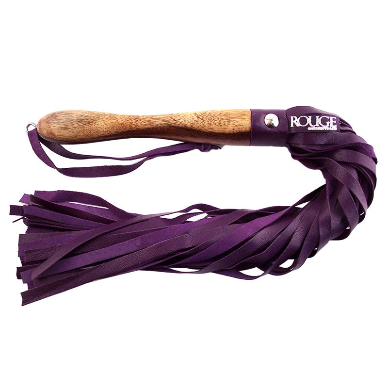 Rouge Garments Wooden Handled Purple Leather Flogger - APLTD