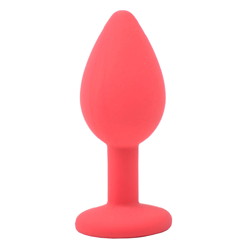 Small Red Jewelled Silicone Butt Plug - APLTD