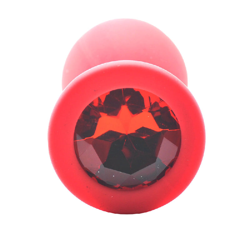 Small Red Jewelled Silicone Butt Plug - APLTD