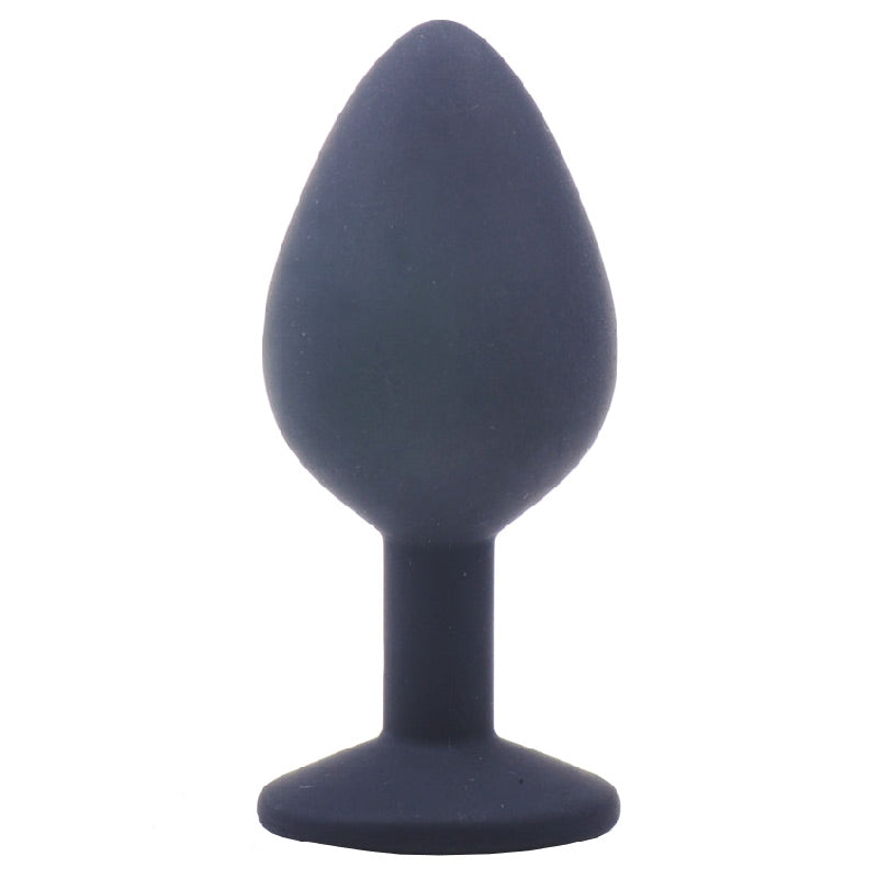 Medium Black Jewelled Silicone Butt Plug - APLTD