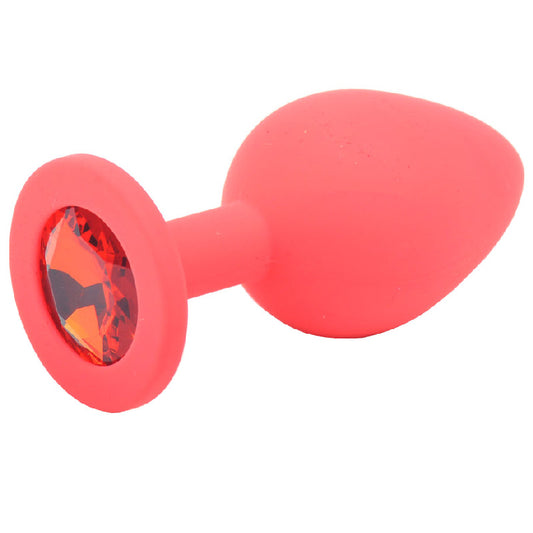 Medium Red Jewelled Silicone Butt Plug - APLTD