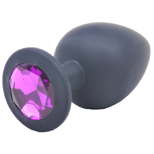 Large Black Jewelled Silicone Butt Plug - APLTD