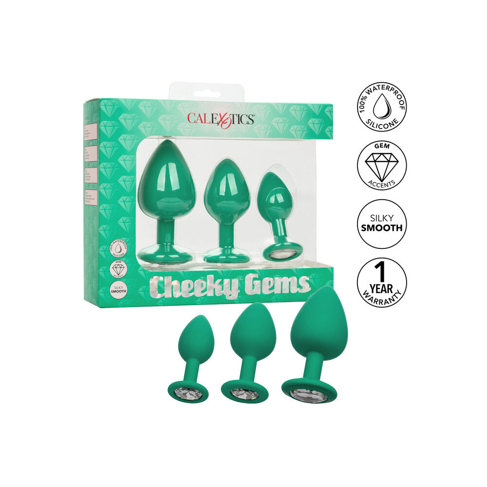 Cheeky Gems Butt Plugs 3 Piece Set Green - APLTD
