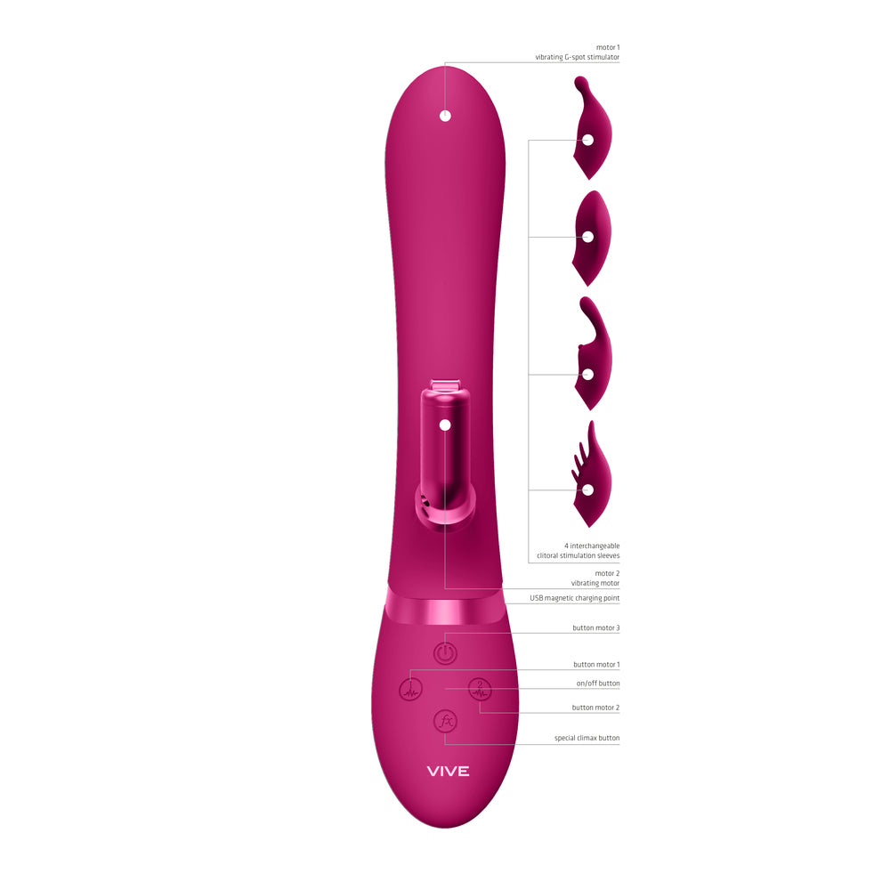 Vive Chou Double Action Interchangeable Rabbit Vibrator Pink - APLTD