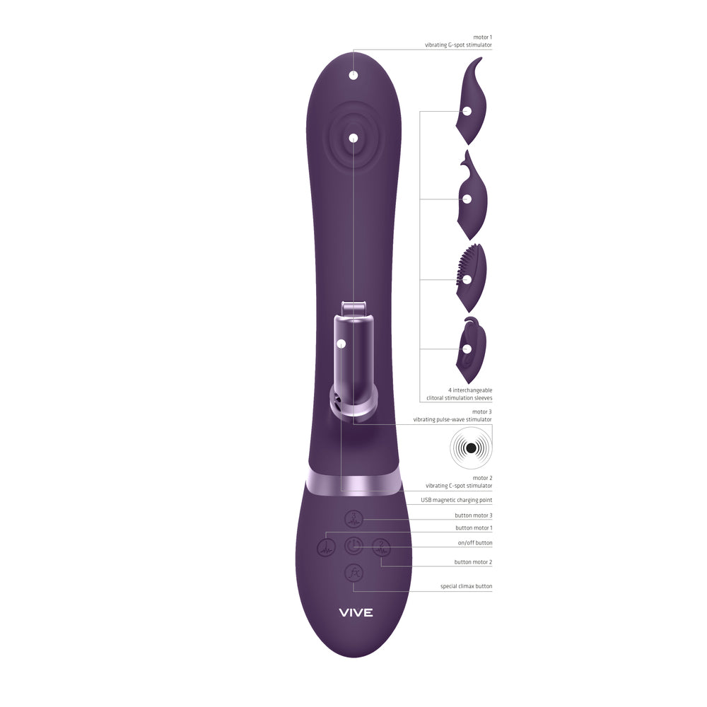 Vive Etsu Interchangeable Rabbit Vibrator Purple - APLTD