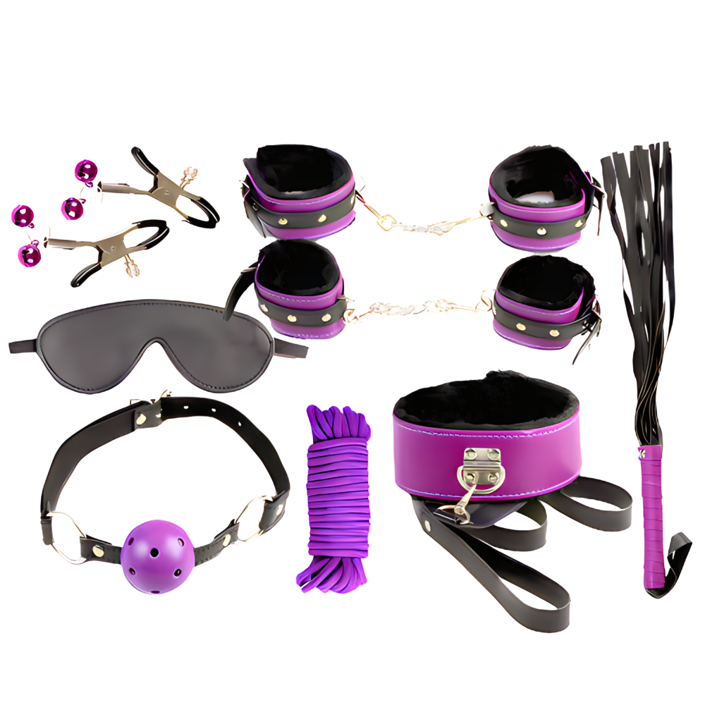 Secret Bondage Kit Black And Purple Collection - APLTD