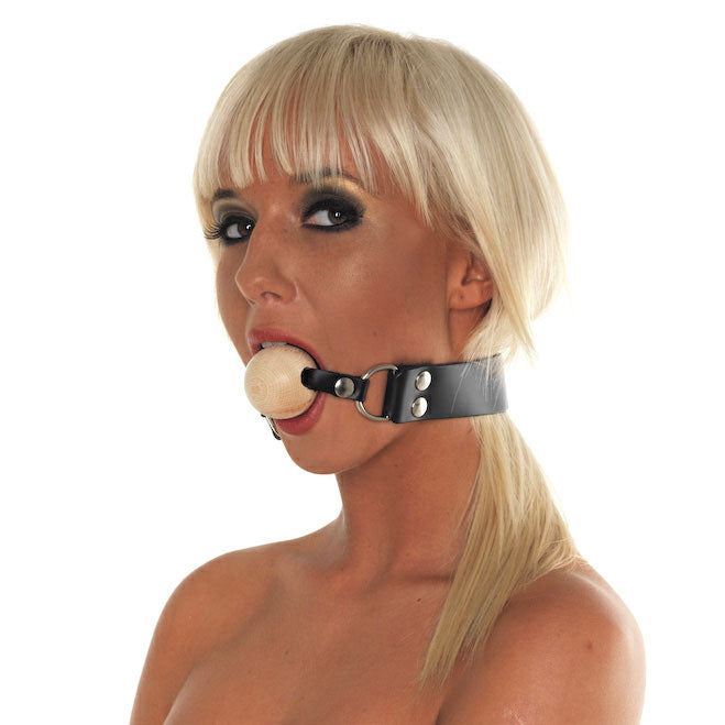 Leather Gag With Wooden Ball - APLTD