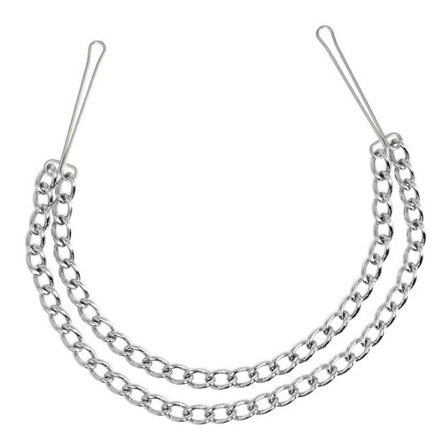Silver Nipple Clamps With Double Chain - APLTD